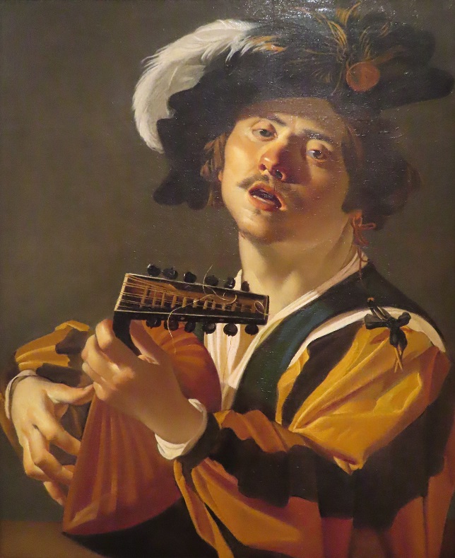 Gemälde eines singenden Lautespielers von Dirk van Baburen aus den Centraal Museum in Utrecht